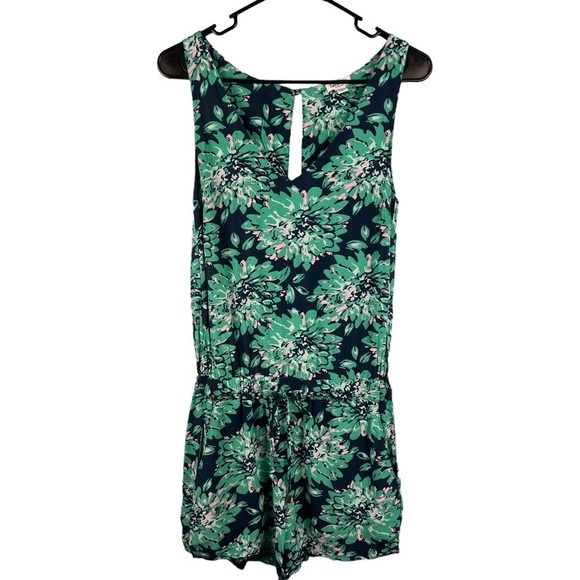 Splendid Mediterranean Blossom V Neck Romper Size XS Mint Floral Print Casual - Picture 2 of 8